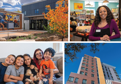 Multiple images of Colorado people and buildings 